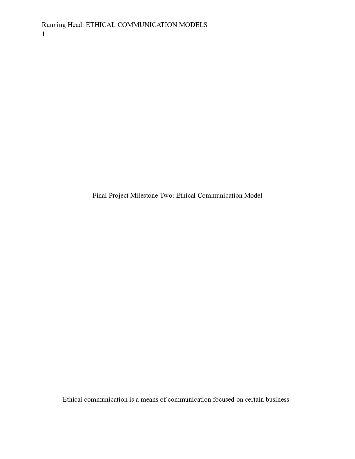 Preview image for Final Project Milestone Two  Ethical Communication Model 2.docx    Final Project Milestone